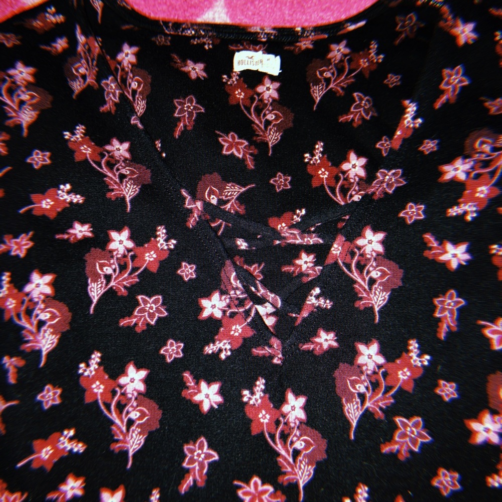 long sleeve top with pink flowers